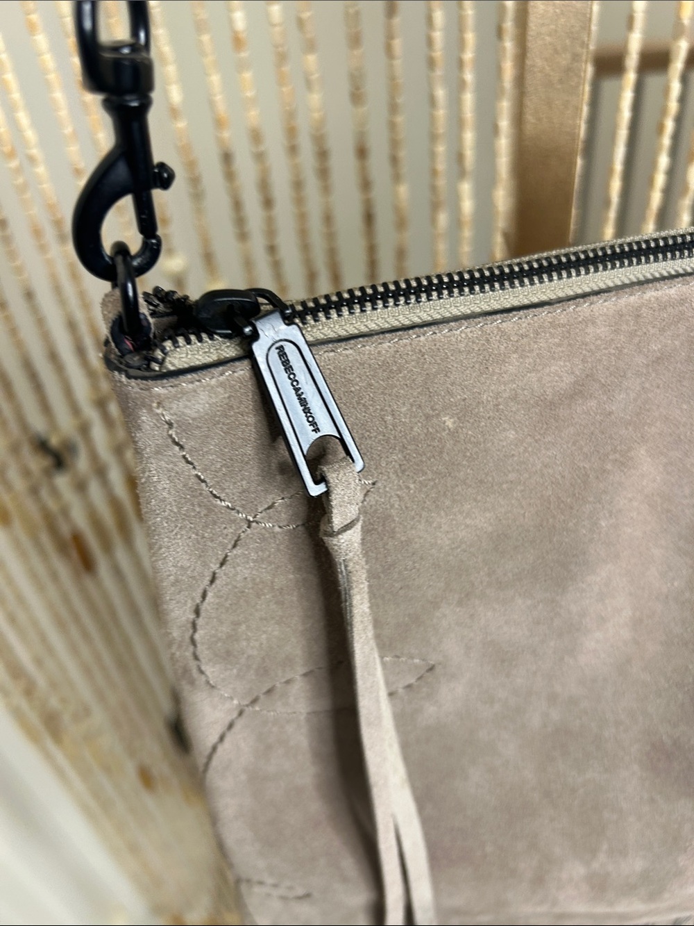 Rebecca Minkoff Taupe Fringe Suede Crossbody Bag - Picture 15 of 16